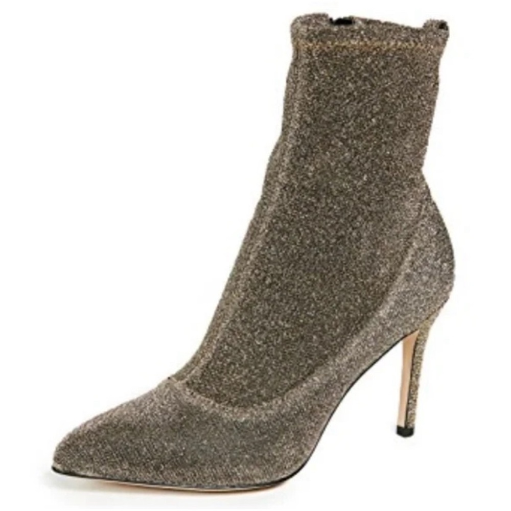 Sam Edelman Womens Side Zip Stiletto Metallic Knit Booties Gold Tone Size 7.5